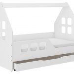 Házikó formájú gyerekágy 160x80cm matraccal és ágyneműtartóval (balos)