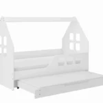 Házikó formájú gyerekágy  160×80 cm matraccal ágyazható ágyneműtartóval  (jobbos) 2 matraccal